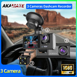 3-Channel 1080P Dash Cam WiFi Night Vision Universal Dashcam AKAMATE
