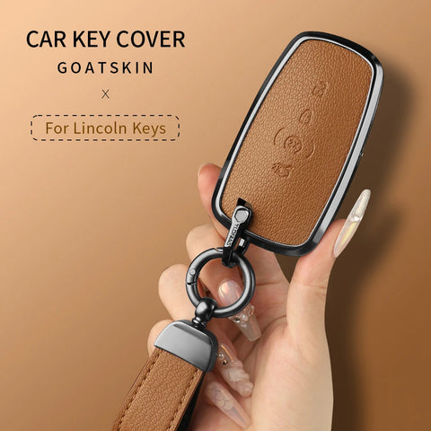 Metal and leather car key case cover for Lincoln Continental Navigator Car Key Case OEM