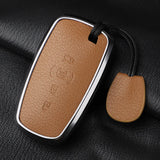 Metal and Leather Car Key Case Cover For Ford