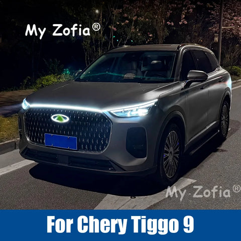 For Chery Tiggo 9 2025 2026 Car Headlight Scan Starting Light Strip LED Daytime Running Light Flexible Decorative Hood Lights
