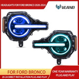 Full LED Projector Headlights for Ford Bronco 2020-2024 LED Ambient Light Vland