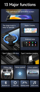 6.28-Inch Single Din Multimedia Player for Universal Vehicles Portable CarPlay Screen JIUYIN