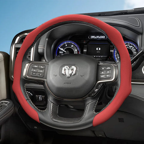 Perforated Leather Steering Cover for Ram 1500 Car Interior Accessory Hocasen