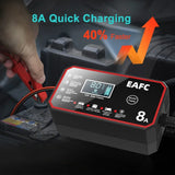 12V 8A Smart Car Battery Charger Automatic Start Fast Charger Pulse Repair Motorcycle Truck Battery Charger GEL Lead Acid Car