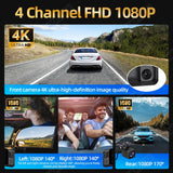 11.26" 4CH 1080P Mirror Dash Cam Universal Dashcam AKAMATE