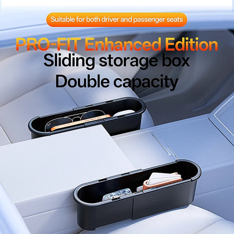 Adjustable Sliding Car Seat Gap Organizer, Flush-Mount Storage Box for Driver & Passenger, 2X Expandable Capacity Car Interio