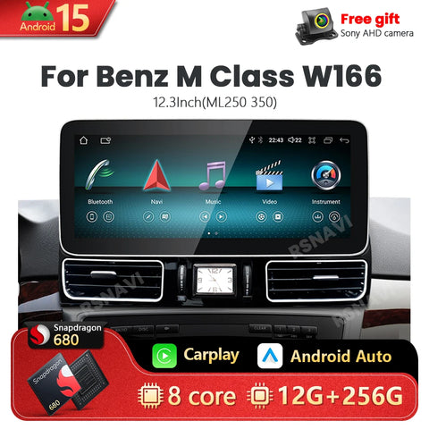 Android 15 Multimedia Head Unit for Mercedes M-Class W166 Android Head Unit RSNAVI