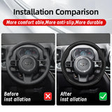 Carbon Fiber Leather Wheel Cover for Mini R50 R56 Car Interior Accessory Hocasen