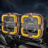 Square LED Work Light 12V 24V For Car Offroad Motorcycle Driving Fog Lamp Light Bar With Angel Eyes Spotlights Auxiliary Ligh