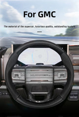 Carbon Fiber Leather Steering Cover for GMC Sierra Car Interior Accessory Hocasen