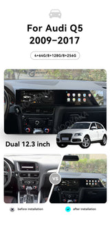 24.6" Dual Screen Android Head Unit for Audi Q5 2009–2017 Android Head Unit Aotsr