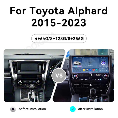14.6-Inch Android 13 Stereo for Toyota Vellfire 2015–2023 Android Head Unit Aotsr 4GB 64GB ROM Eight Core