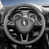 Carbon Fiber Texture Steering Wheel Cover for Skoda