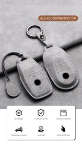 Car Key Cover For Mercedes Benz A C E S G Class GLC CLE CLA W177 W205 W213 W222 X167 AMG Leather Car Key Protective Cover Car