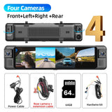 11.26" 4CH 1080P Mirror Dash Cam Universal