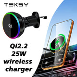 Qi2.2 25W Car Magnetic RGB Wireless Charger With Air Cooling Fan Phone Holder Car Wireless Charger TEKSY