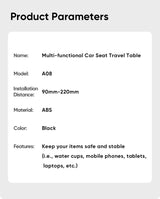 Expandable Car Backseat Desk for Laptop & Dining, with Non-Slip Pad & Device Holder, Adjustable, Foldable