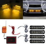 4PCS Wireless LED Strobe Grille Light Kit Universal