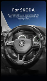 Carbon Fiber Texture Steering Wheel Cover for Skoda Car Interior Accessory Hocasen