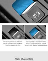 For BMW X1 F48 (2016-2022) Made of Alcantara Center Console Handbrake Button Knob Trim Sticker Car Interior Accessory OEM