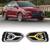 LED DRL Fog Lights w/ Signal for Hyundai Accent 18-20 Car Interior Accessory MAGIC COLORM