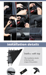 Leather Soft Top Sunshade Cover for Jeep Wrangler JK 2-Door Car Interior Accessory HEBE