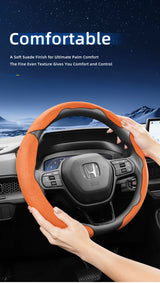 Suede Steering Wheel Cover Sports Design for Fiat 500