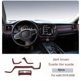 Suede Center Console Wrap for Volvo XC60 2018-2026 Car Interior Accessory LINGLUYANG dark brown