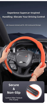 Dodge Suede Steering Wheel Cover Durable Non-Slip Car Interior Accessory Hocasen
