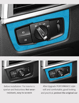 For BMW F30 F32 F34 Car Headlight Switch Knob Panel Trim Frame Decoration Sticker Interior Tuning Accessories Made of Alcanta
