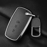 Metal and leather car key case cover for Lincoln Continental Navigator