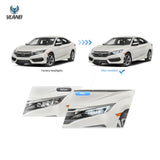 Chrome LED Reflection Headlights for Civic 10th Gen Car Interior Accessory Vland