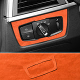 For BMW F30 F32 F34 Car Headlight Switch Knob Panel Trim Frame Decoration Sticker Interior Tuning Accessories Made of Alcanta