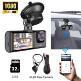 3-Channel 1080P Dash Cam WiFi Night Vision Universal