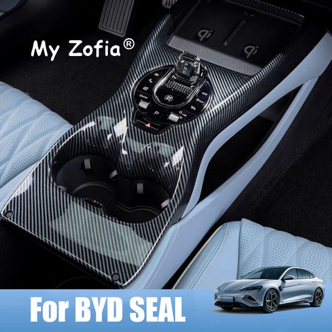 For BYD Seal EV 2023 2024 2025 ABS Carbon Fiber Center Console Gear Armrest Box Panel Cover Trim Decoration Stickers Accessor