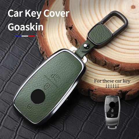 Metal and Leather Car Key Case Cover for Mercedes Benz Car Interior Accessory OEM