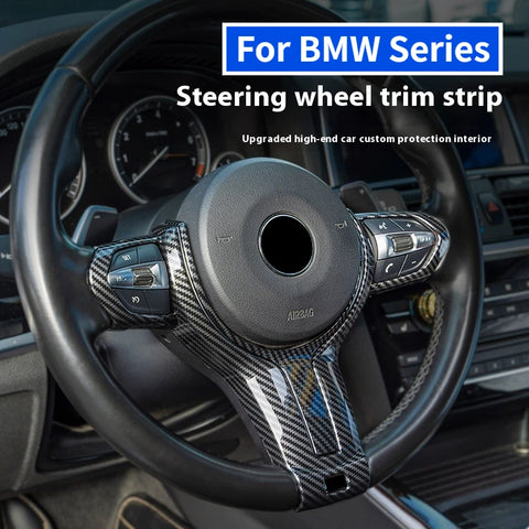 For BMW 1 2 3 4 Series X2 F20 F21 F32 F33 F12 F10 F11 F15 F16 F30 ABS Carbon Texture Car Interior Steering Wheel Cover Trim C