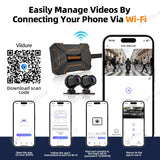 2K Dual Lens Motorcycle Dash Cam WiFi Waterproof for Moto