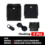 For Tesla New Model Y 2025 Launch 2025+ Juniper Model 3 Highland 2024 Console & Armrest ABS Flocking Storage Box Watercup Holder