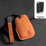 Suede Car Remote Key Case Cover for Volkswagen Golf