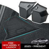 Trunk Organizer for Tesla New Model Y Juniper Launch Refresh 2025 Rear Trunk Storage Bins Side Box Organiser TPE Accessories