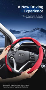 Split Snap-On Suede Steering Wheel Cover for Hyundai