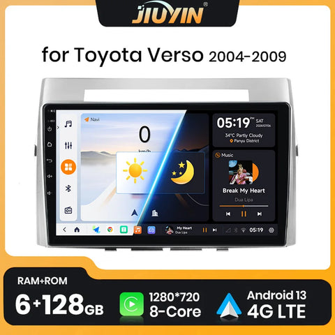 Android 13 Multimedia Stereo with GPS for Toyota Corolla 2004-2009 Android Head Unit JIUYIN