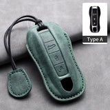 Car Key Case Cover Shell For Porsche Panamera Spyder Carrera Macan Cayman Cayenne 911 970 981 991 Leather Car Keychain
