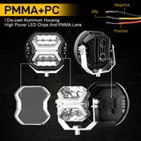 4 Inch Car Led Work Light Bar 12v Amber DRL Driving Light Spotlight for Jeep Offroad Boat Tractor Truck 4x4 SUV ATV LED Work
