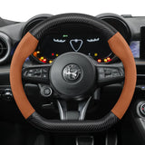 Mocha Suede Carbon Fiber Steering Cover for Alfa Romeo