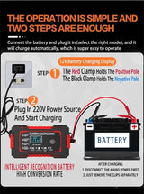 12-24V 6/8A Full Automatic Battery Charger Digital LCD Display Car Battery Chargers Power Puls Repair Chargers Wet Dry Lead Acid