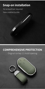 Aluminum Alloy Goatskin Car Key Case Cover For Aito M9 2024