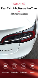 Stainless Steel Rear Light Trim for Tesla Model 3 Car Interior Accessory GMUNI