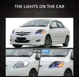 Black Projector Headlights with DRL for Vios Yaris 05-13 Car Interior Accessory Vland